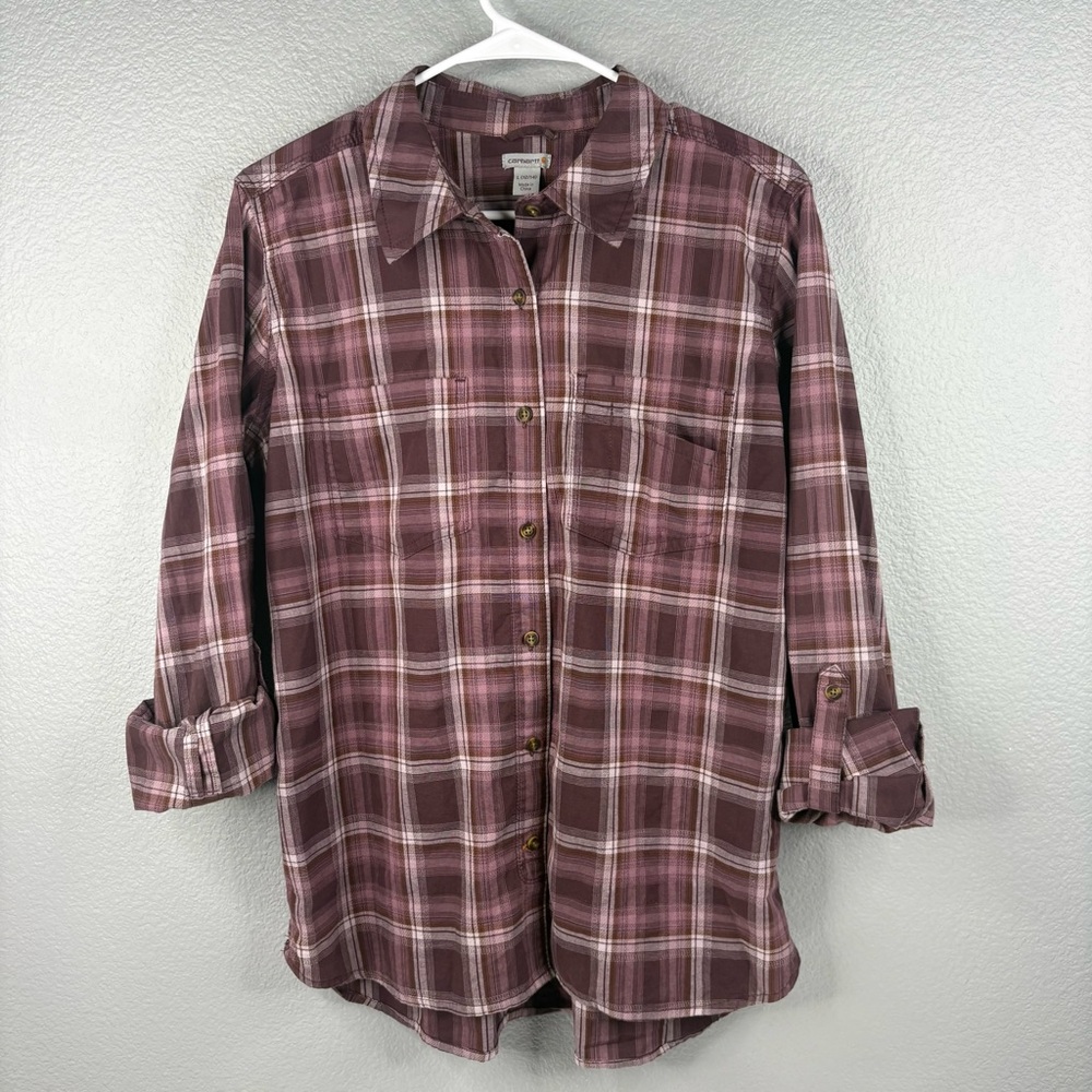 Carhartt Youth Large Maroon Fairview Plaid Shirt